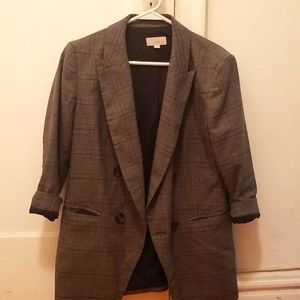 Oversized Houndstooth Blazer with Pockets